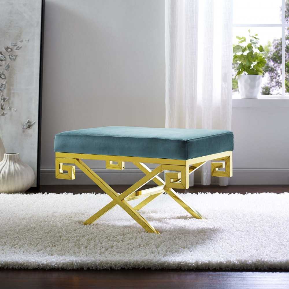 Rove Velvet Performance Velvet Bench, Sea Blue