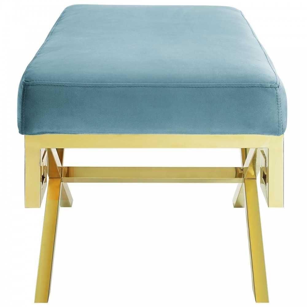 Rove Velvet Performance Velvet Bench, Sea Blue