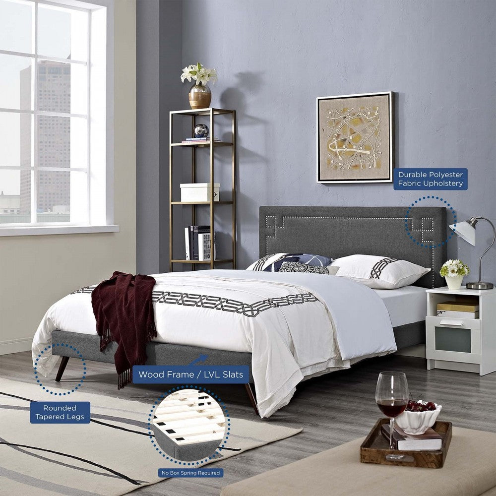 Ruthie Full Fabric Platform Bed with Round Splayed Legs