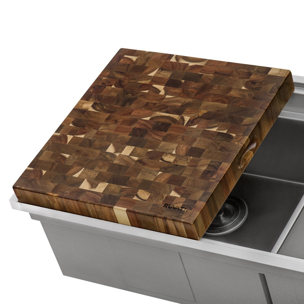 Ruvati 17 x 16 x 2 inch thick End Grain Acacia Wood Cutting Board