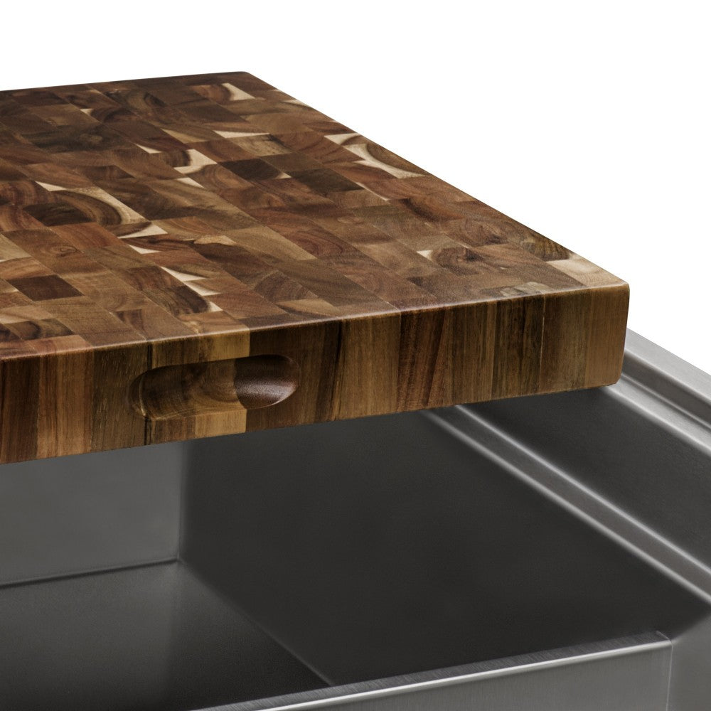 Ruvati 17 x 16 x 2 inch thick End Grain Acacia Wood Cutting Board