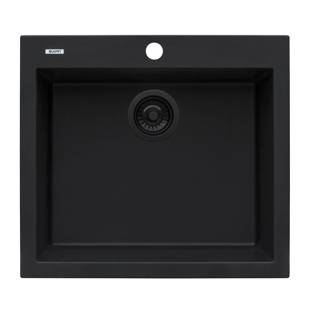 Ruvati 23.5 x 20 inch Topmount Granite Composite Kitchen Sink - Midnight Black