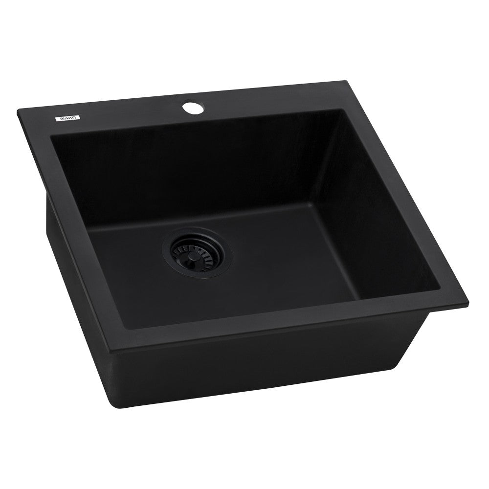 Ruvati 23.5 x 20 inch Topmount Granite Composite Kitchen Sink - Midnight Black