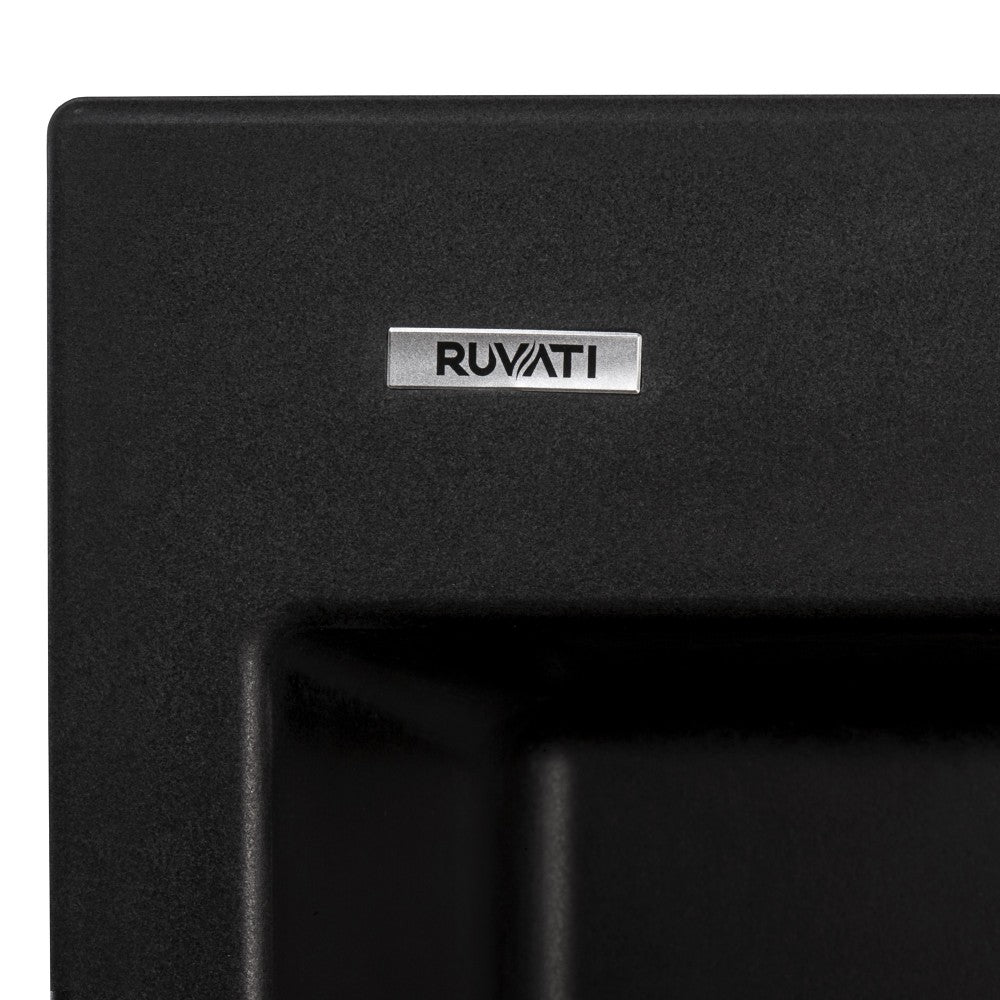 Ruvati 23.5 x 20 inch Topmount Granite Composite Kitchen Sink - Midnight Black
