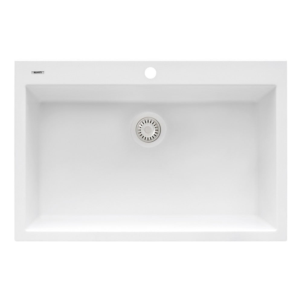 Ruvati 30 x 20 inch Topmount Granite Composite Kitchen Sink - Arctic White