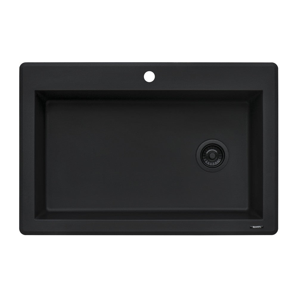 Ruvati 33 x 22 inch Granite Composite Kitchen Sink - Midnight Black