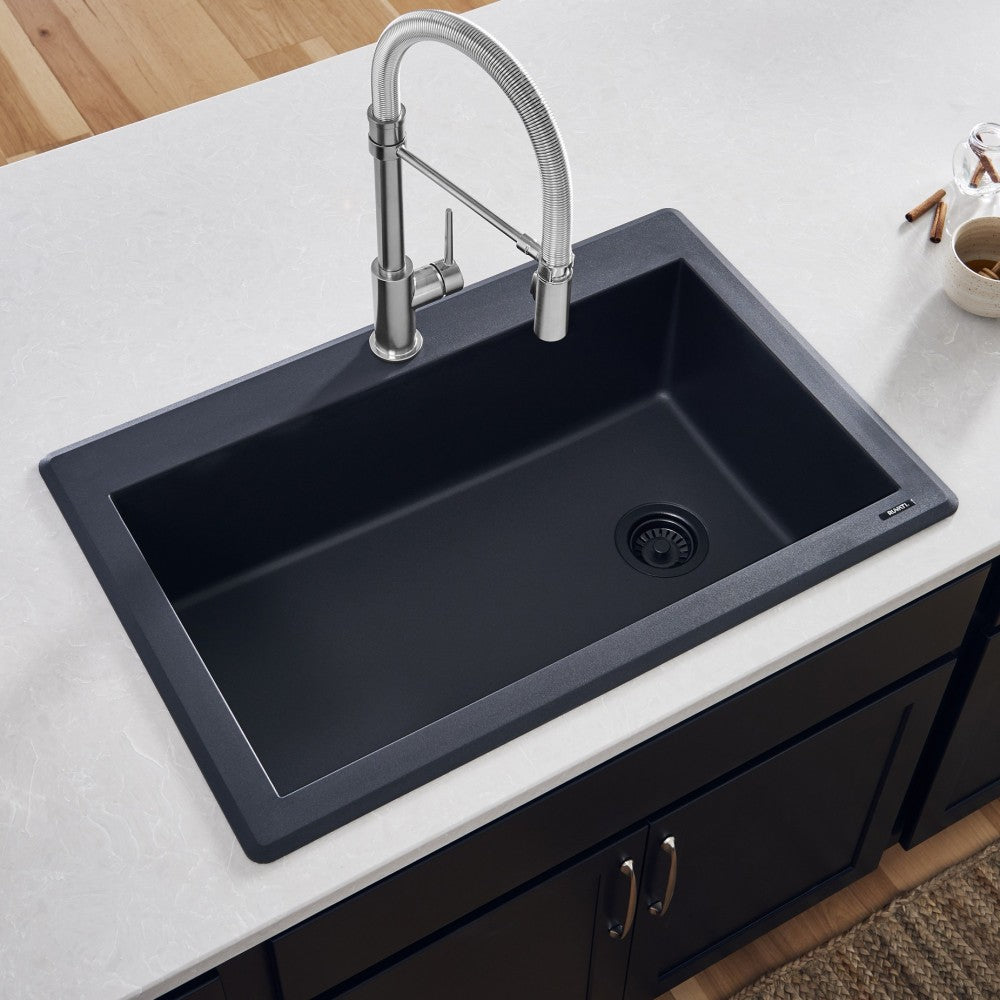Ruvati 33 x 22 inch Granite Composite Kitchen Sink - Midnight Black
