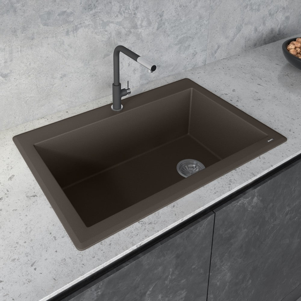 Ruvati 33 x 22 inch Topmount Granite Composite Kitchen Sink - Espresso