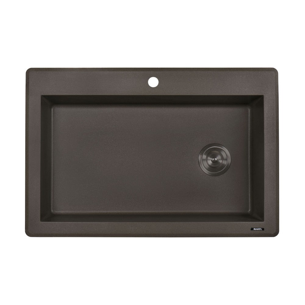 Ruvati 33 x 22 inch Topmount Granite Composite Kitchen Sink - Espresso