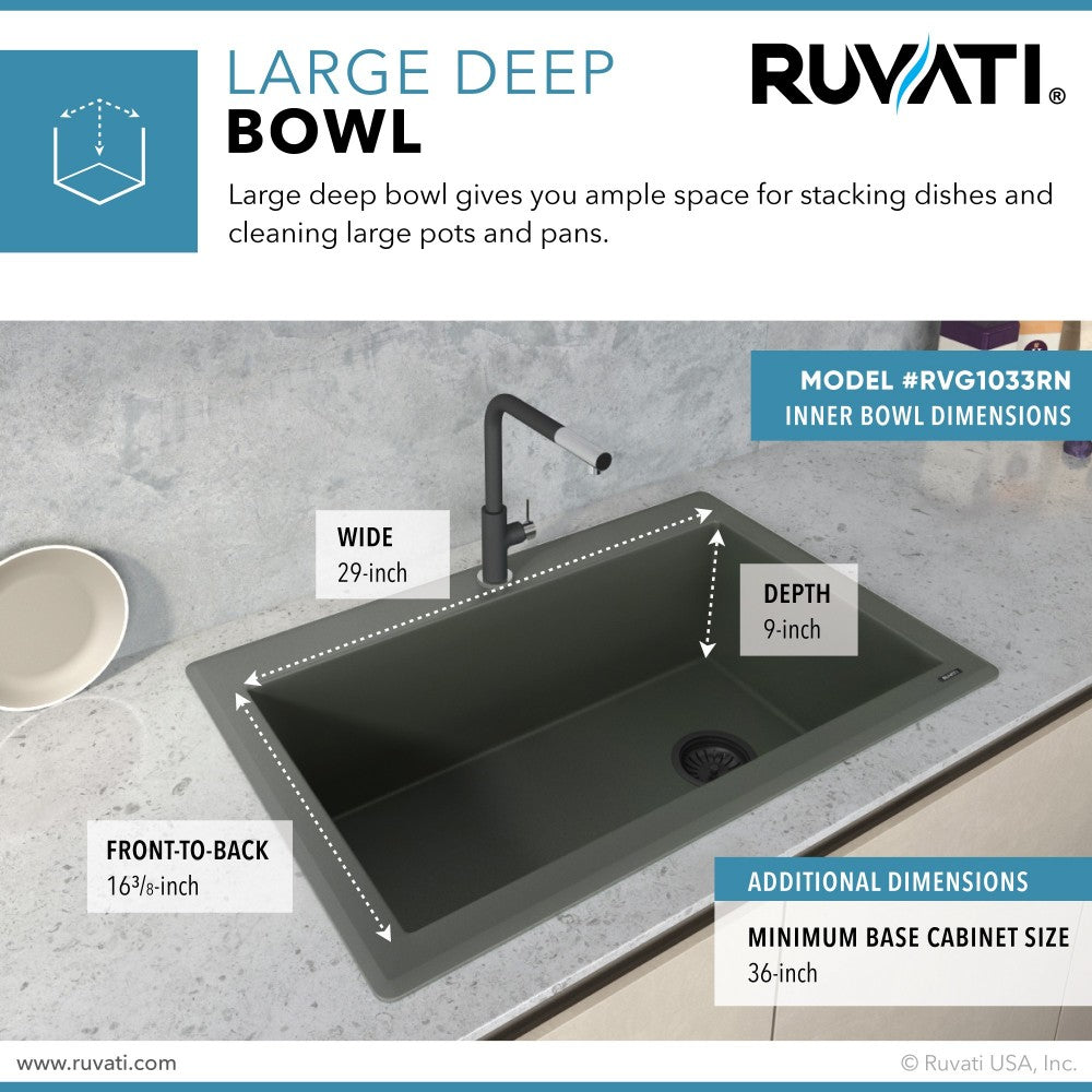 Ruvati 33 x 22 inch Topmount Granite Composite Kitchen Sink - Juniper Green