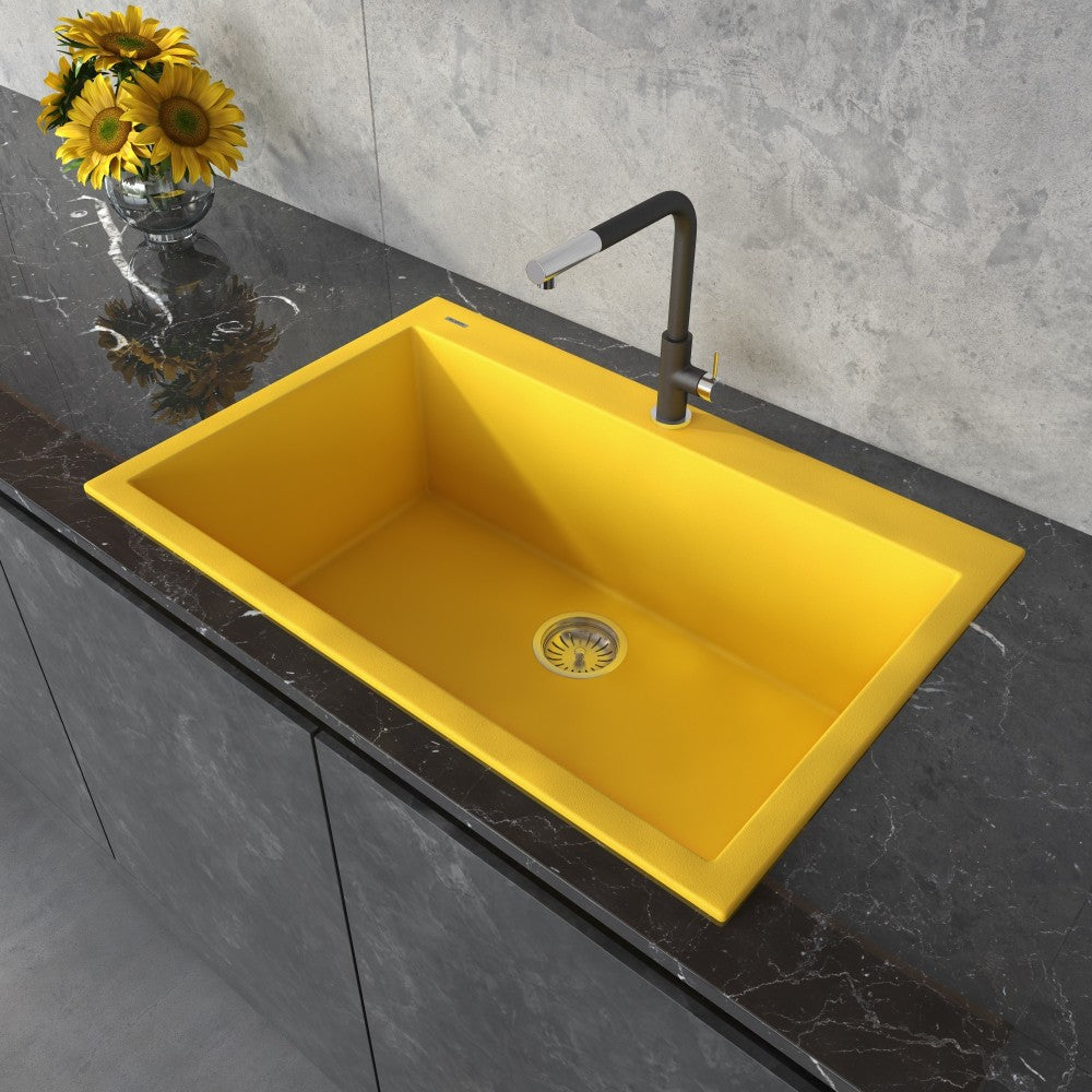 Ruvati 33 x 22 inch Topmount Granite Composite Kitchen Sink - Midas Yellow