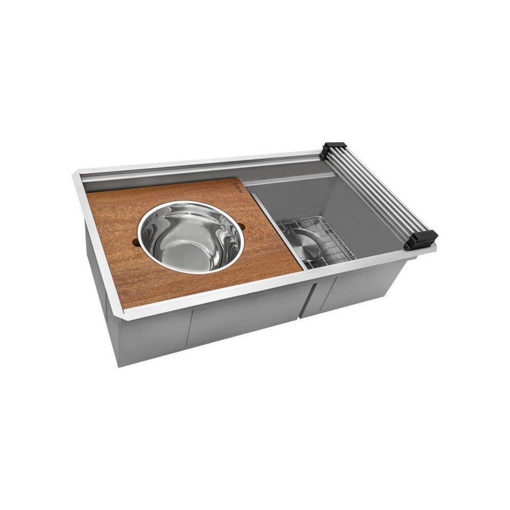 Ruvati Dual Tier 39 x 19 inch Double Bowl Stainless Steel Kitchen Sink