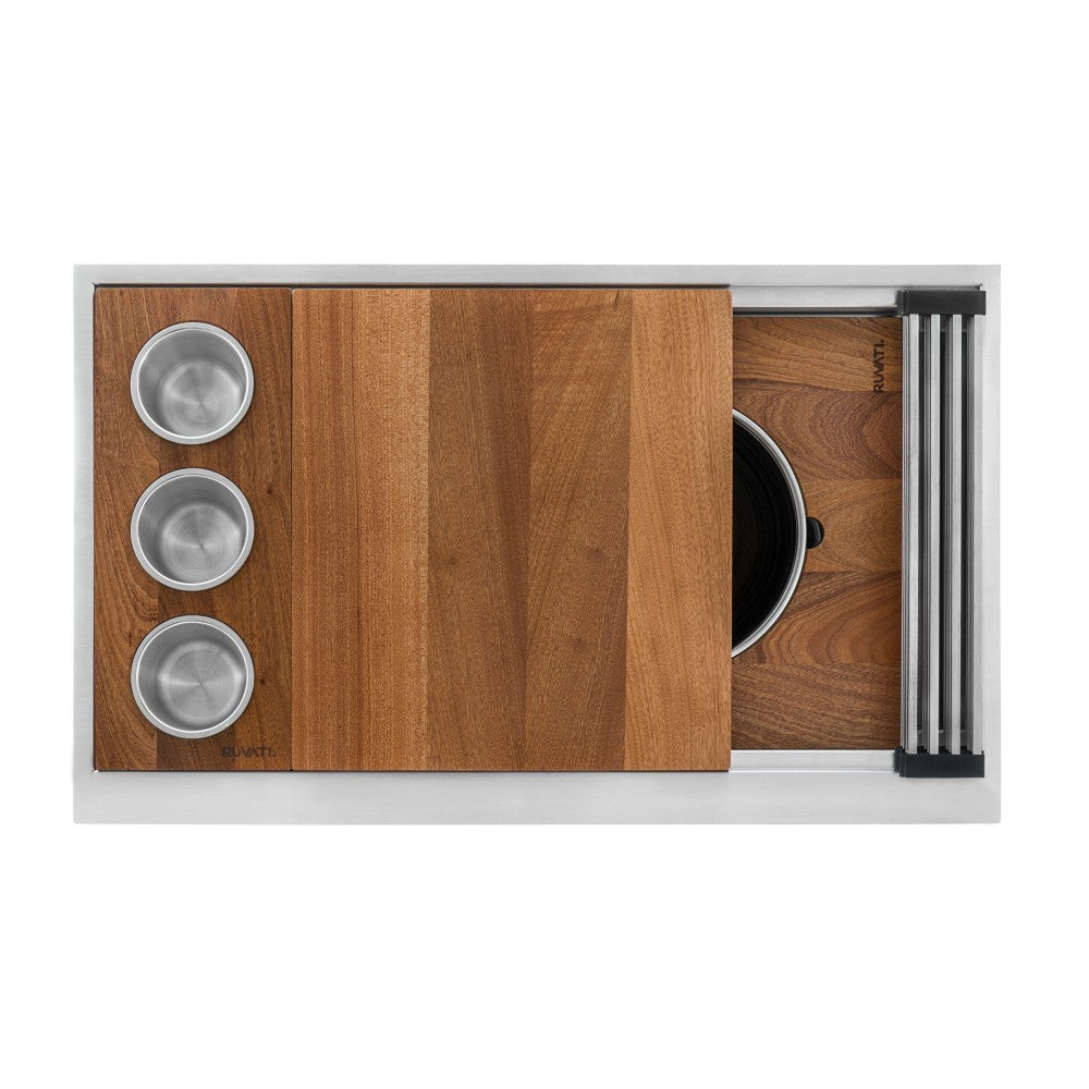 Ruvati Dual-Tier 39 x 19 inch Undermount Stainless Steel Kitchen Sink