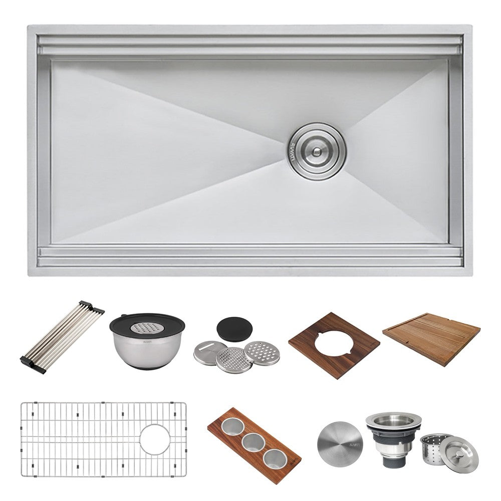 Ruvati Dual-Tier 39 x 19 inch Undermount Stainless Steel Kitchen Sink