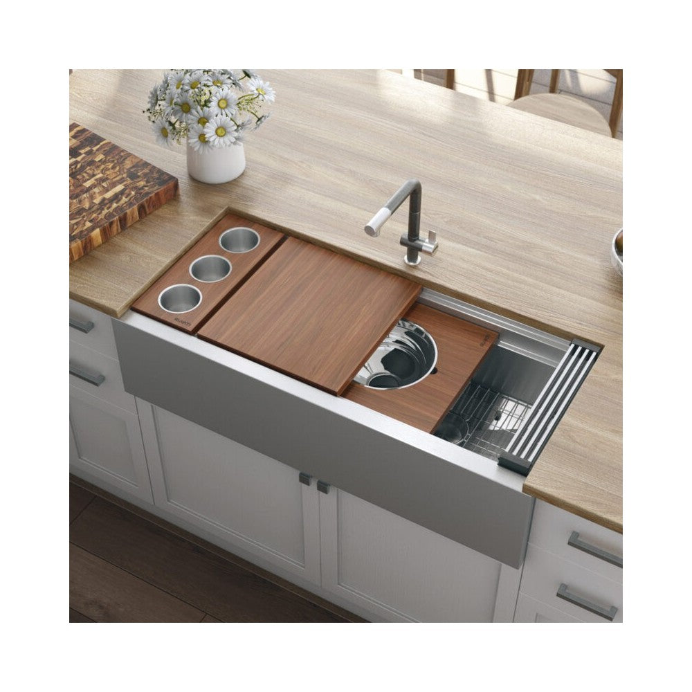 Ruvati Dual-Tier 45 x 20 inch Apron Front Stainless Steel Kitchen Sink
