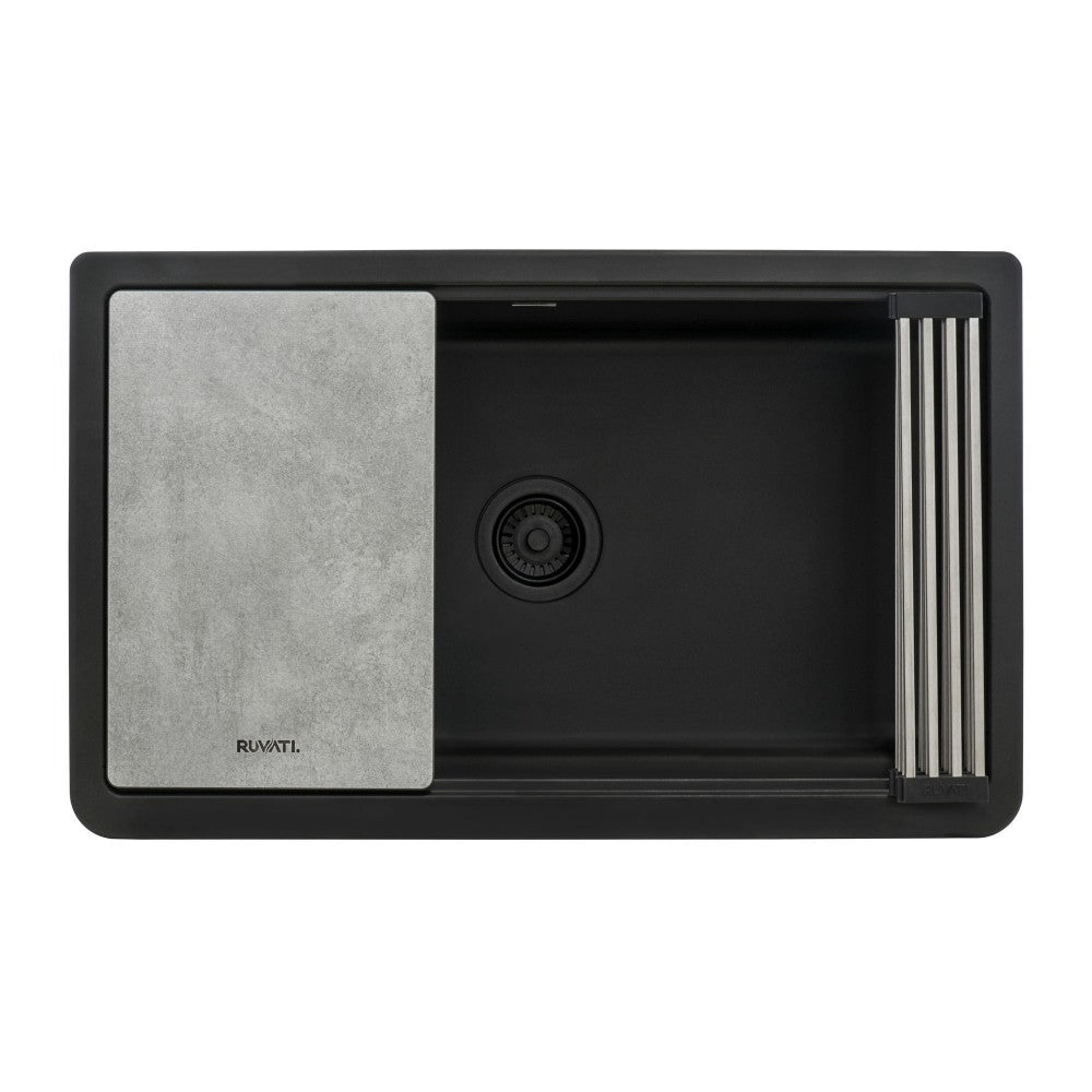 Ruvati epiCast 33 x 20.5 inch Granite Composite Kitchen Sink - Midnight Black