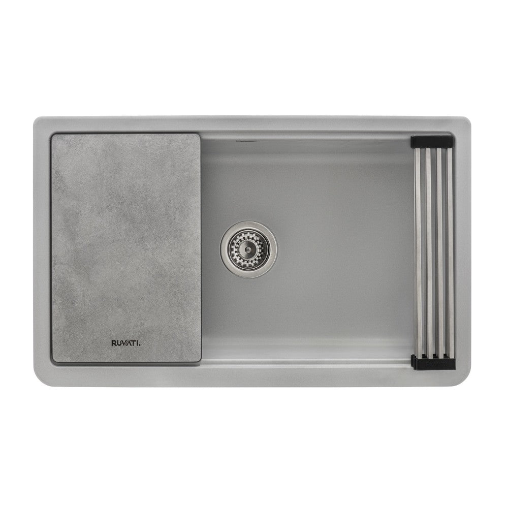 Ruvati epiCast 33 x 20.5 inch Granite Composite Kitchen Sink - Silver Gray