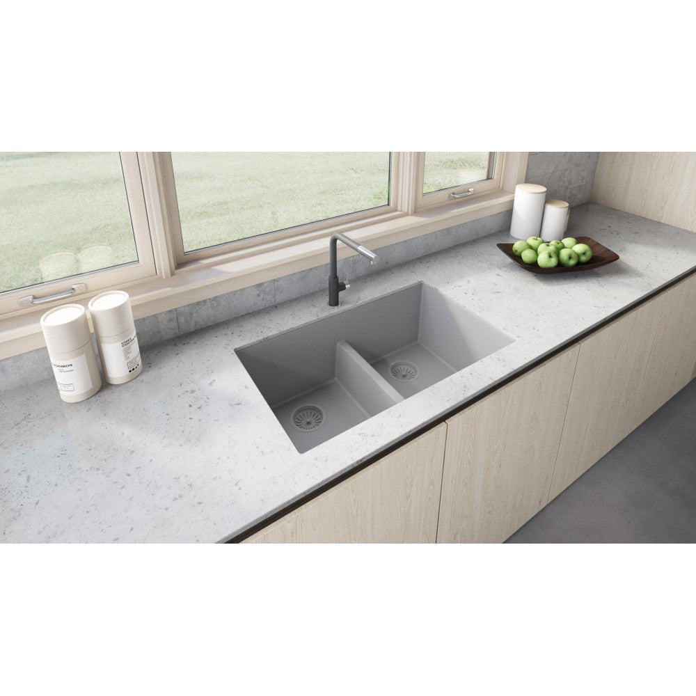 Ruvati epiGranite 33 x 19 inch Granite Composite Kitchen Sink - Silver Gray