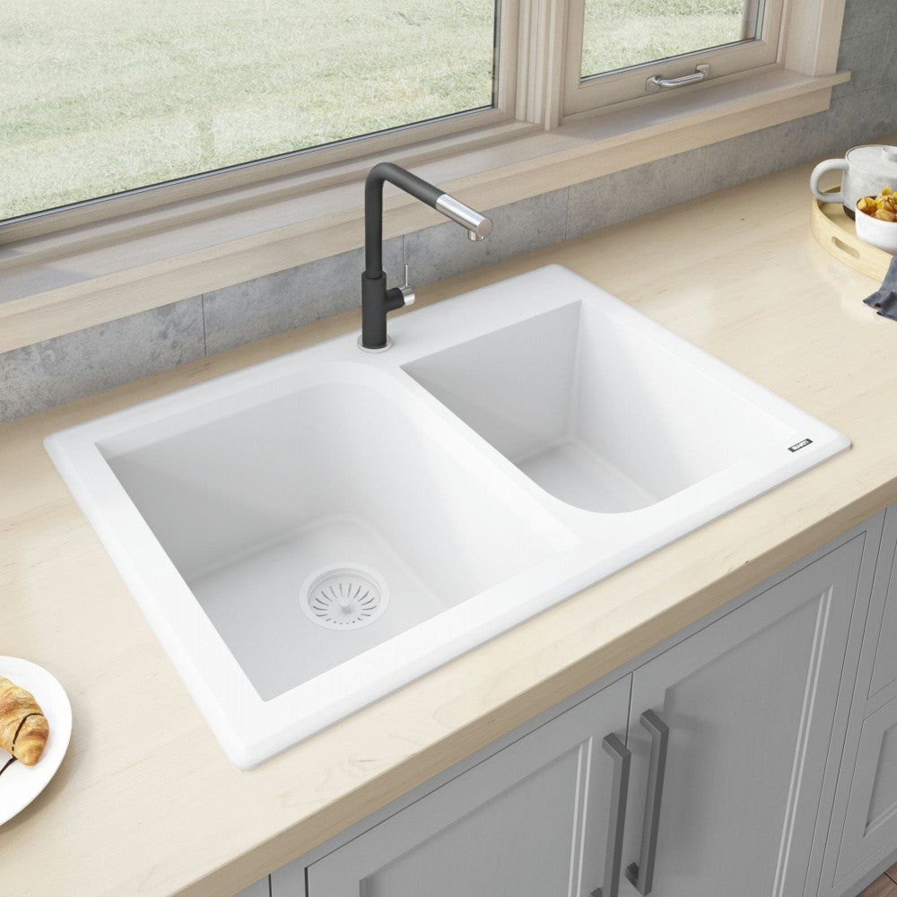 Ruvati epiGranite 33 x 22 inch Dual Mount Kitchen Sink - Arctic White