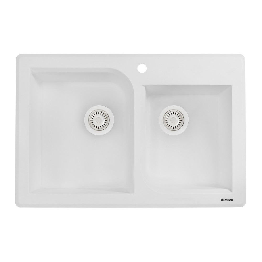 Ruvati epiGranite 33 x 22 inch Dual Mount Kitchen Sink - Arctic White