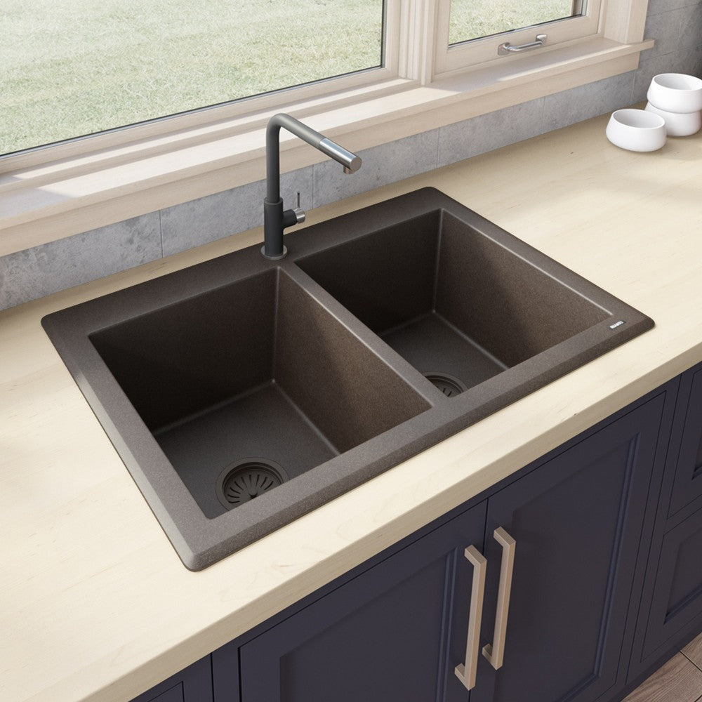 Ruvati epiGranite 33 x 22 inch Dual Mount Kitchen Sink - Espresso