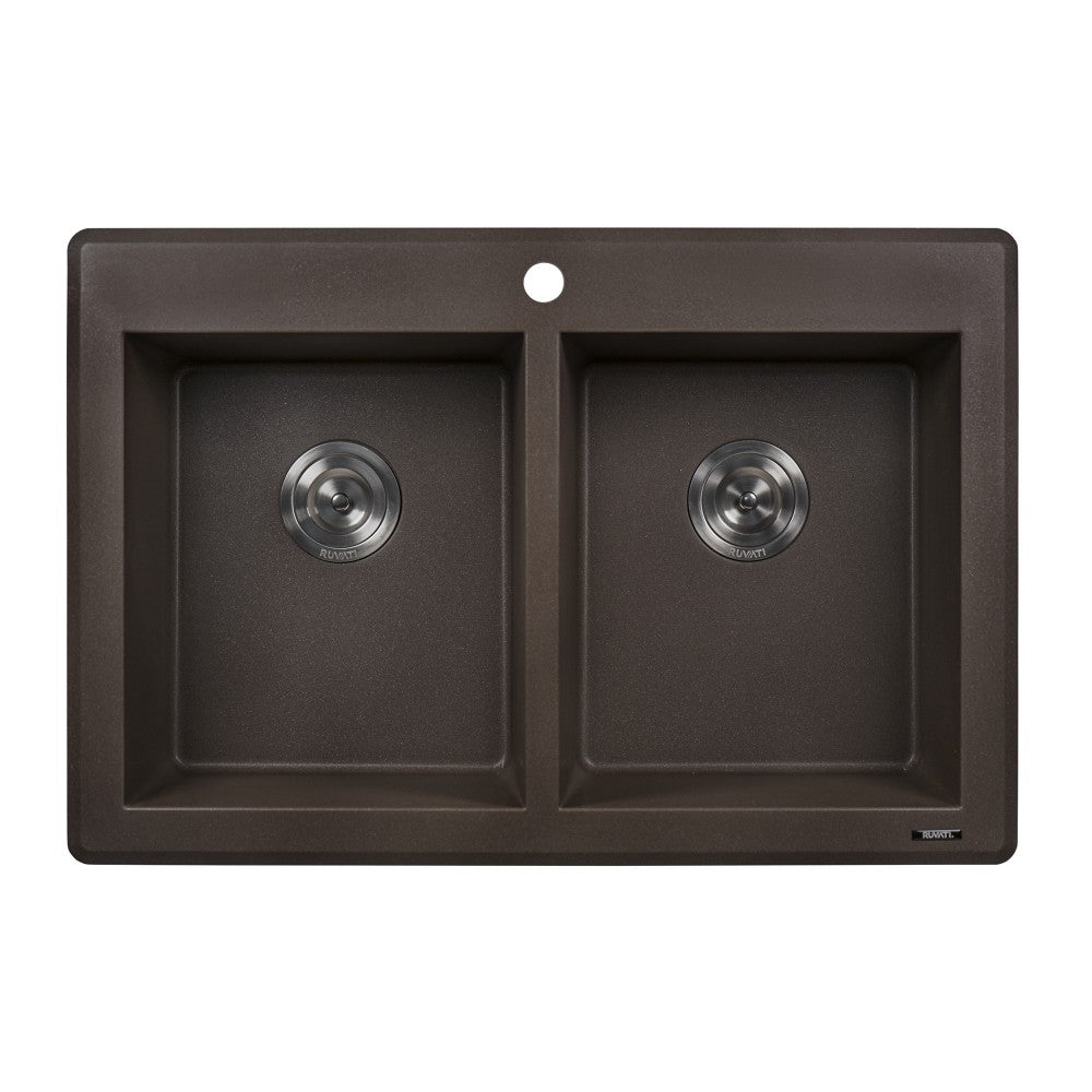 Ruvati epiGranite 33 x 22 inch Dual Mount Kitchen Sink - Espresso
