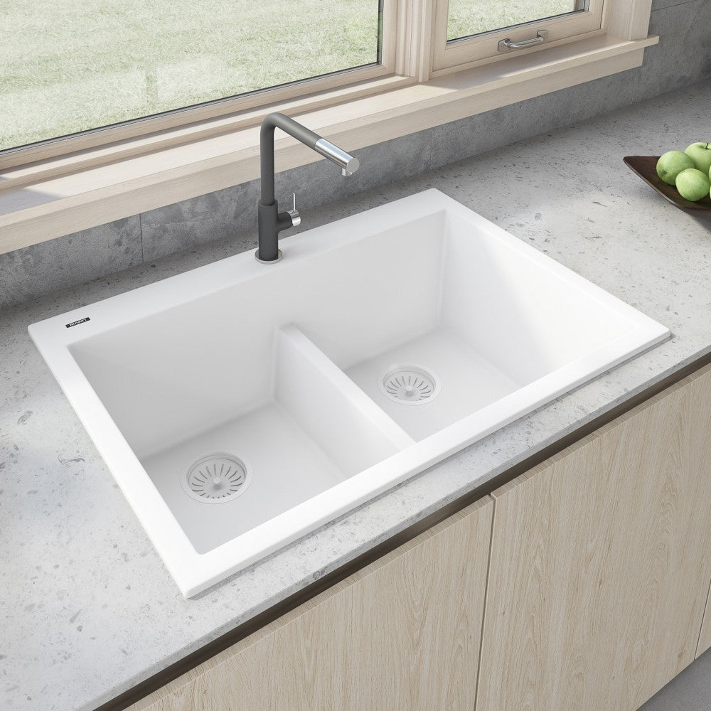 Ruvati epiGranite 33 x 22 inch Topmount Kitchen Sink - Arctic White