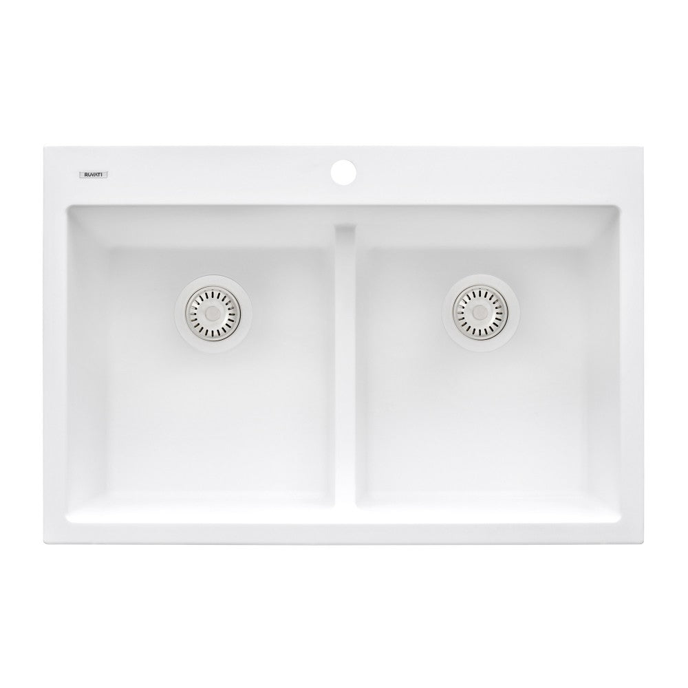 Ruvati epiGranite 33 x 22 inch Topmount Kitchen Sink - Arctic White