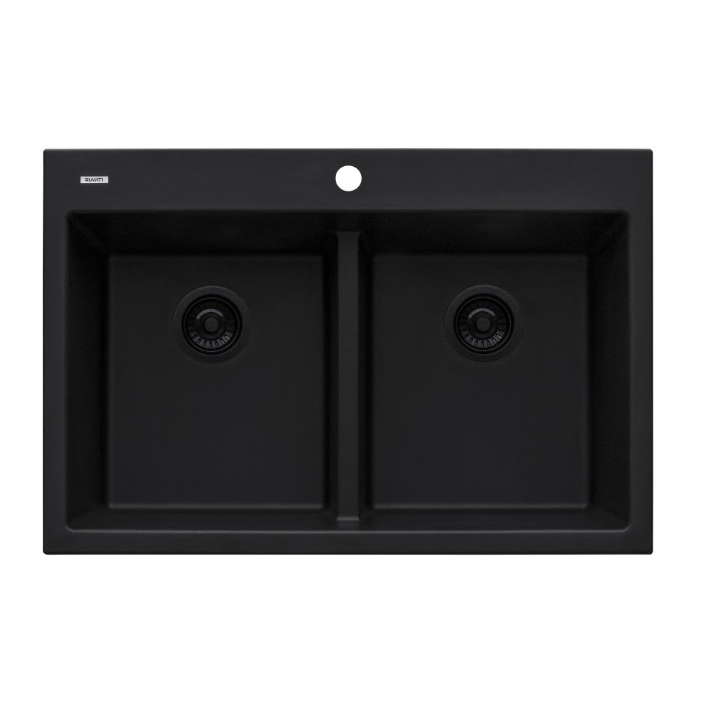 Ruvati epiGranite 33 x 22 inch Topmount Kitchen Sink - Midnight Black