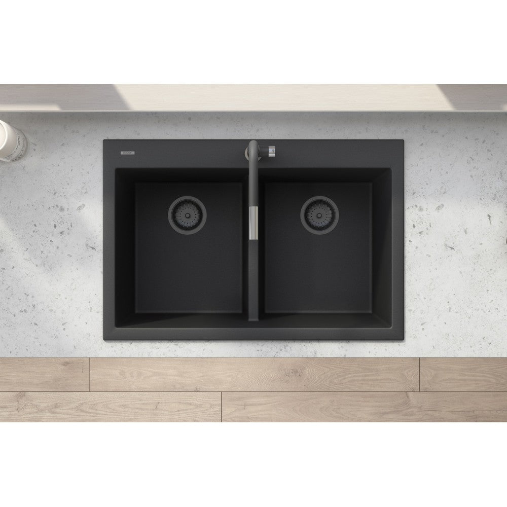 Ruvati epiGranite 33 x 22 inch Topmount Kitchen Sink - Midnight Black