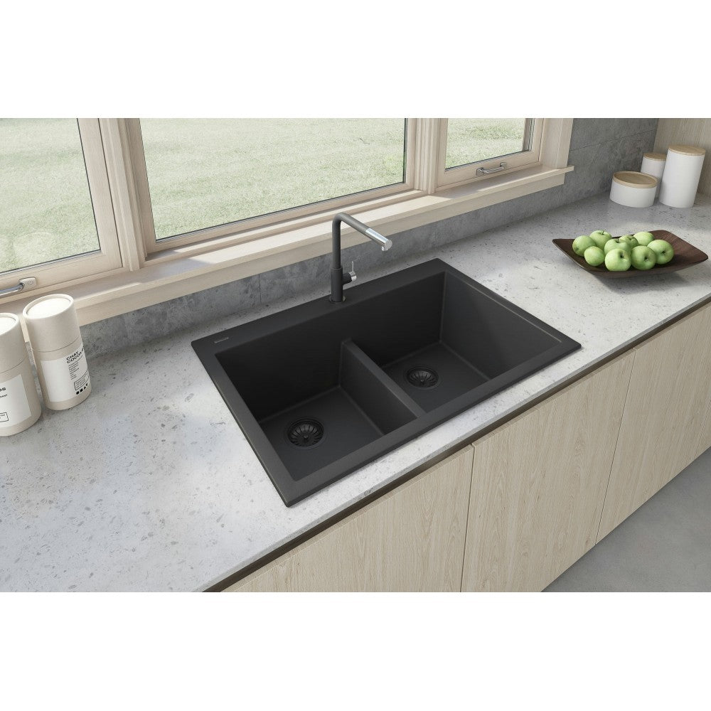 Ruvati epiGranite 33 x 22 inch Topmount Kitchen Sink - Midnight Black