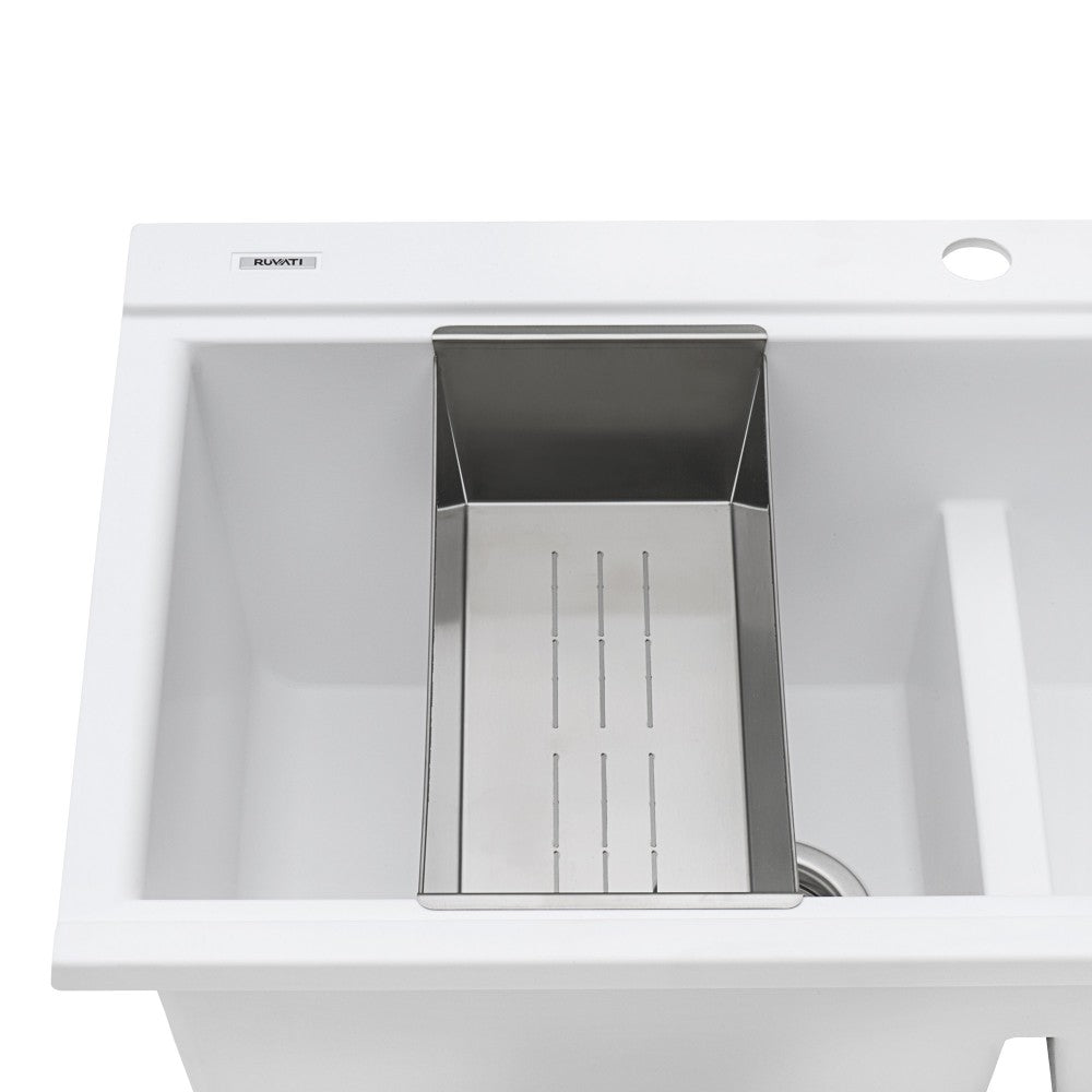 Ruvati epiGranite 34 x 20 inch Topmount Kitchen Sink - Arctic White