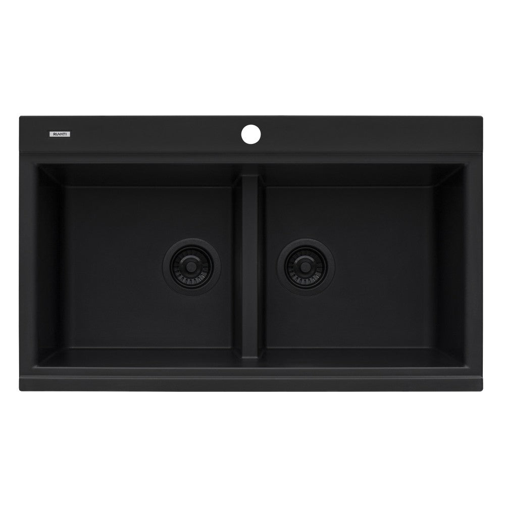Ruvati epiGranite 34 x 20 inch Topmount Kitchen Sink - Midnight Black