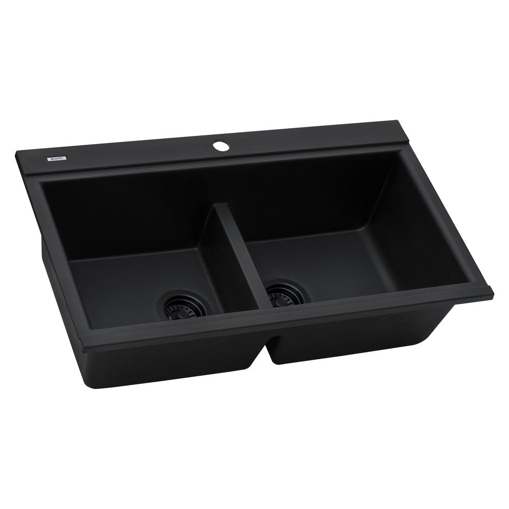 Ruvati epiGranite 34 x 20 inch Topmount Kitchen Sink - Midnight Black