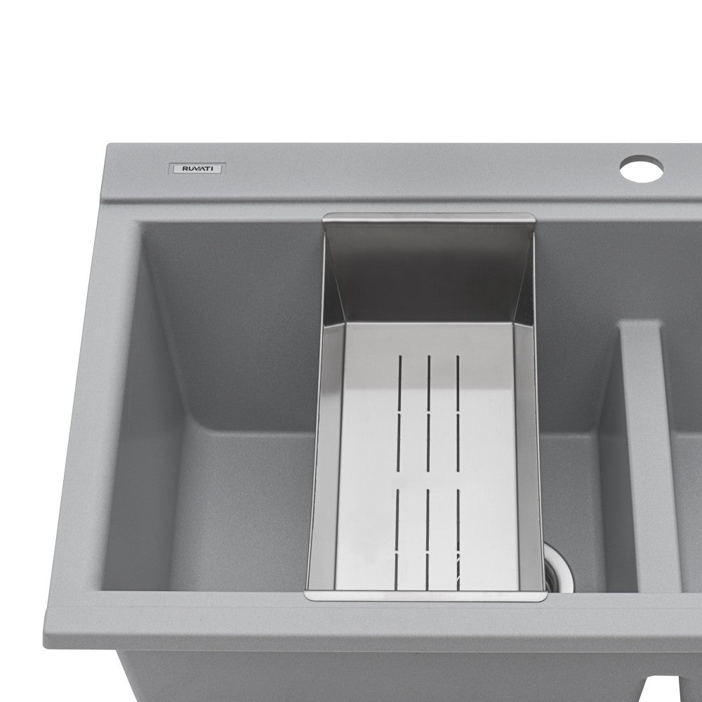 Ruvati epiGranite 34 x 20 inch Topmount Kitchen Sink - Silver Gray