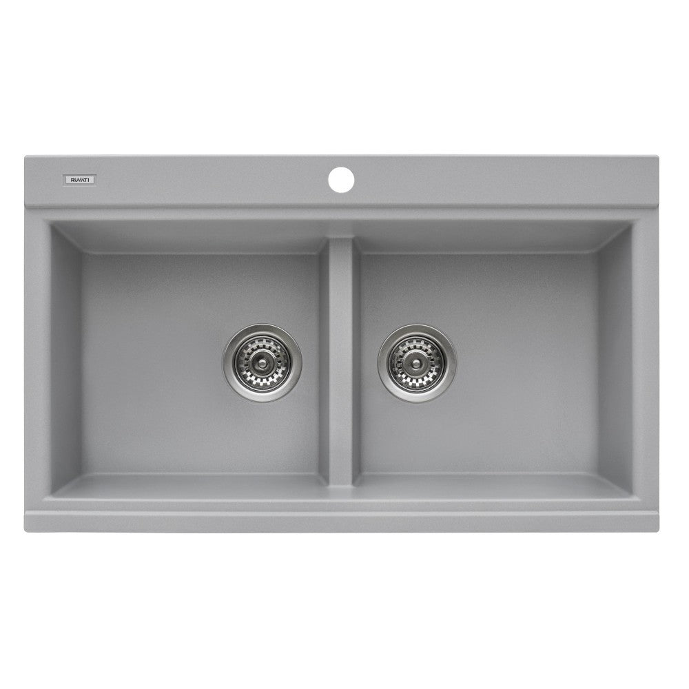 Ruvati epiGranite 34 x 20 inch Topmount Kitchen Sink - Silver Gray