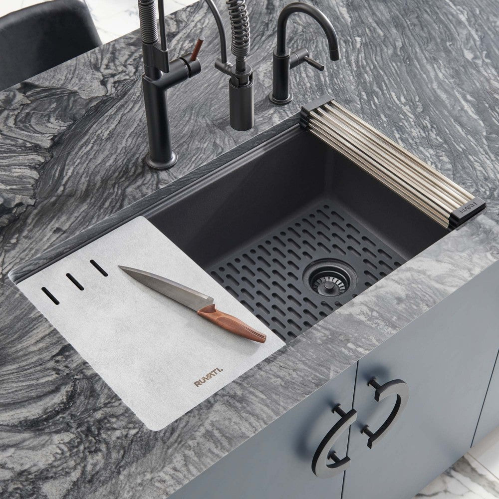Ruvati epiStage 33 x 19 inch Kitchen Sink - Midnight Black