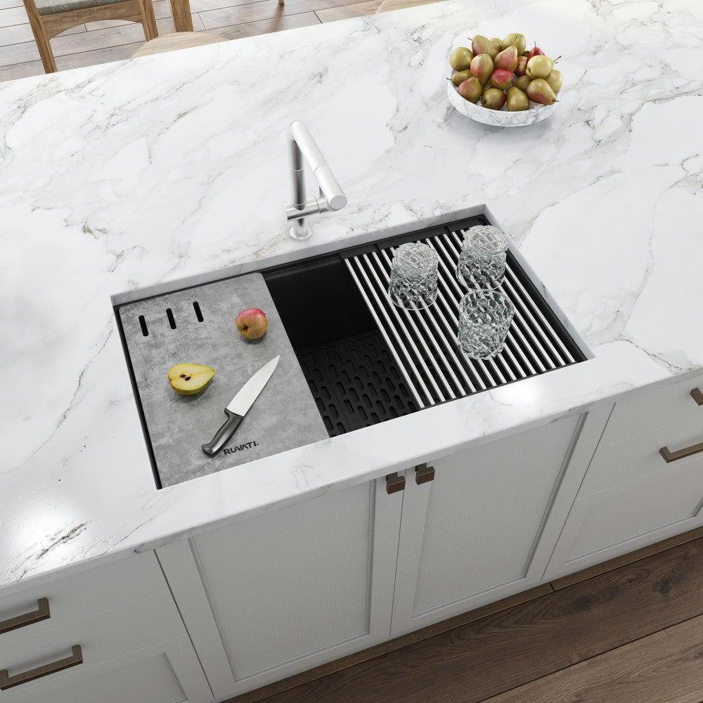 Ruvati epiStage 33 x 19 inch Kitchen Sink - Midnight Black