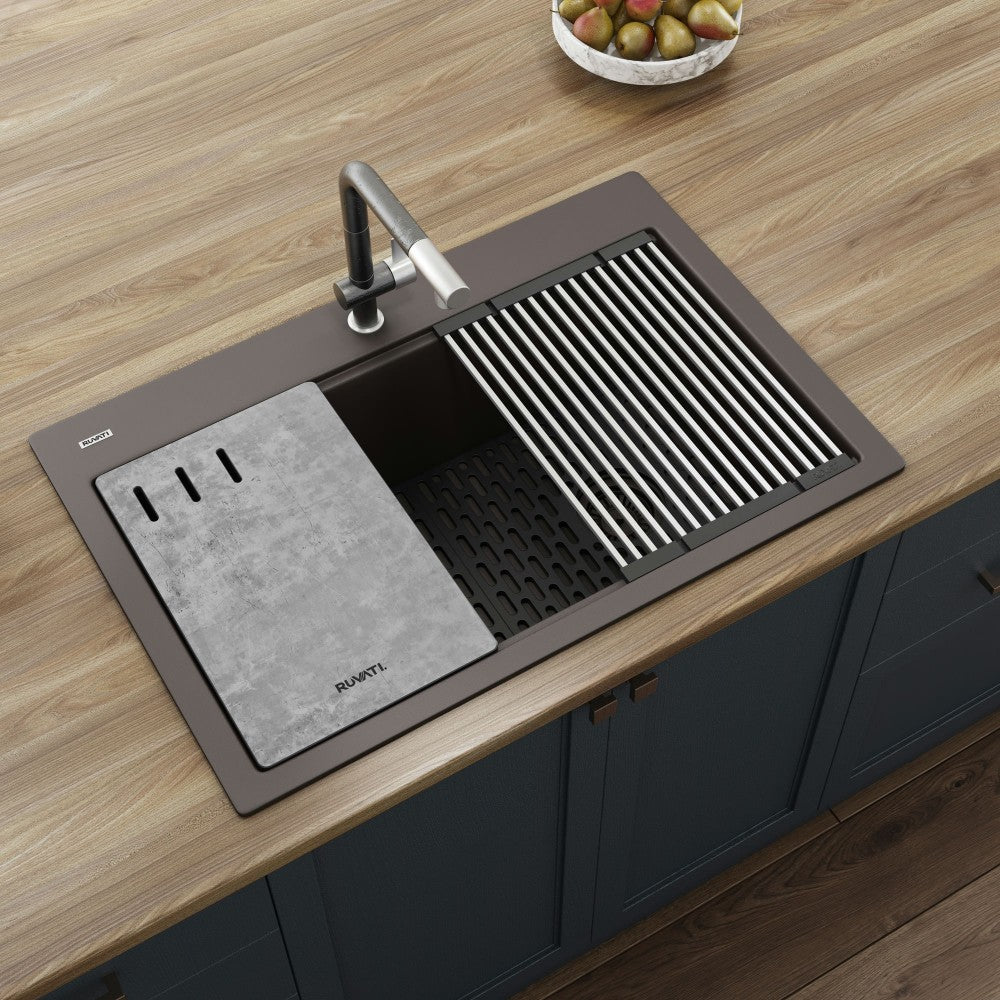Ruvati epiStage 33 x 22 inch Topmount Kitchen Sink - Espresso