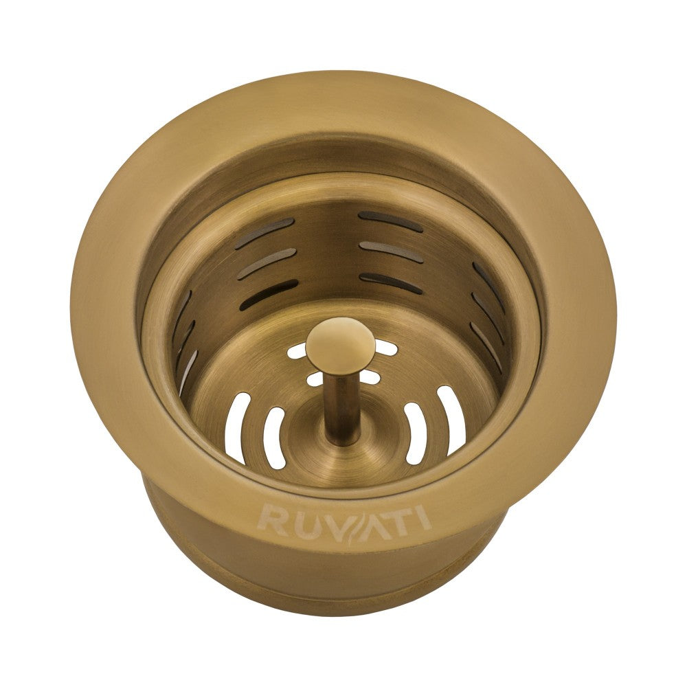 Ruvati Extended Garbage Disposal Flange with Deep Basket Strainer Matte Gold