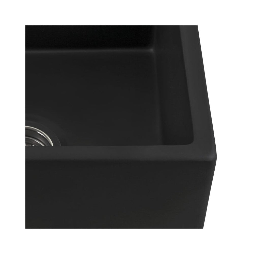 Ruvati Fiamma 30 x 18 inch Farmhouse Fireclay Kitchen Sink - Matte Black