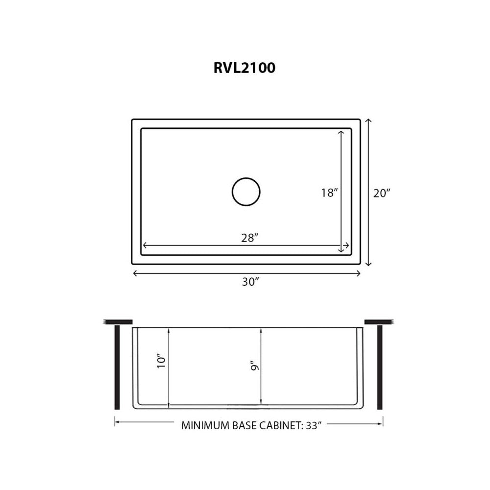 Ruvati Fiamma 30 x 20 inch Farmhouse Fireclay Kitchen Sink - Glossy Black