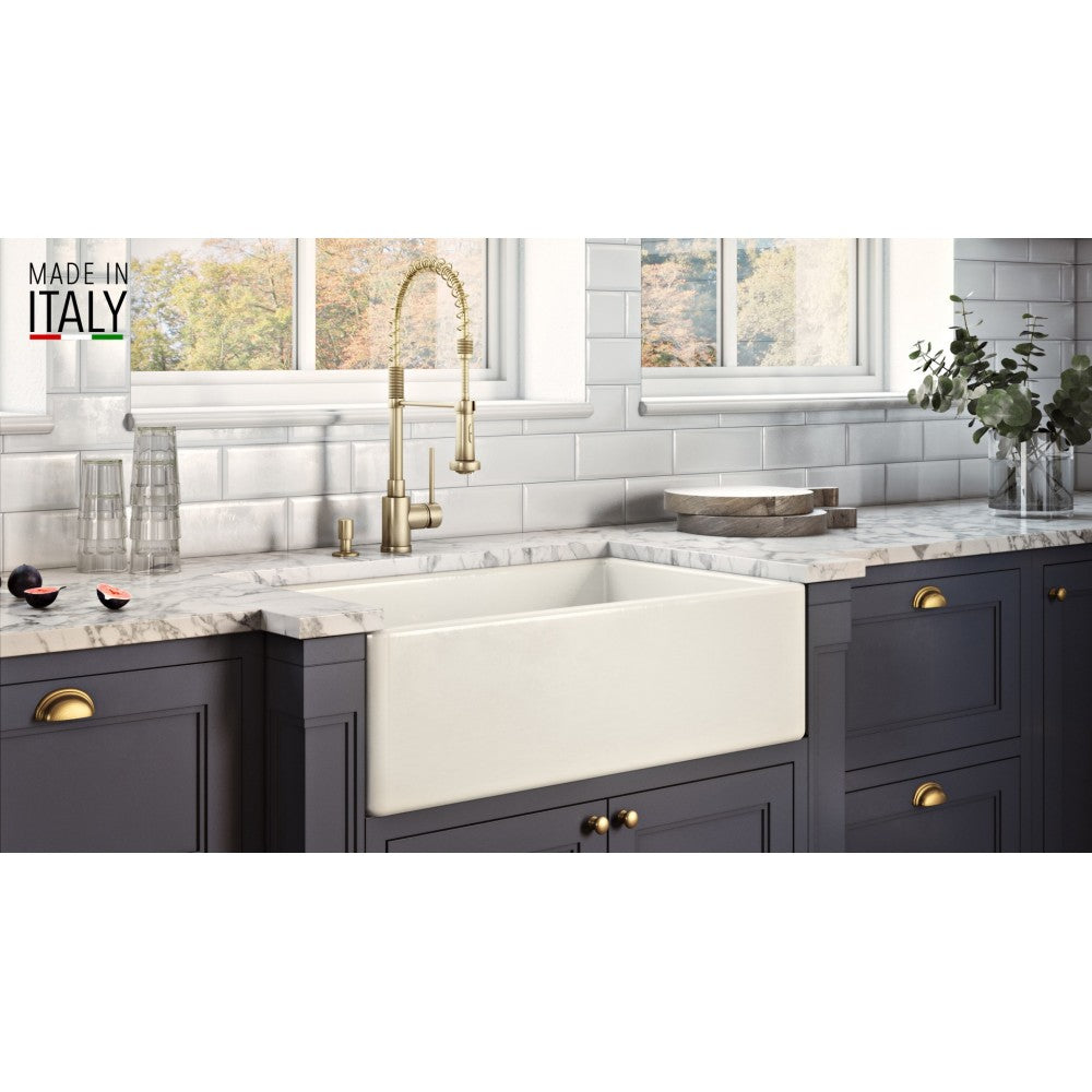 Ruvati Fiamma 33 x 20 inch Farmhouse Fireclay Kitchen Sink - Biscuit
