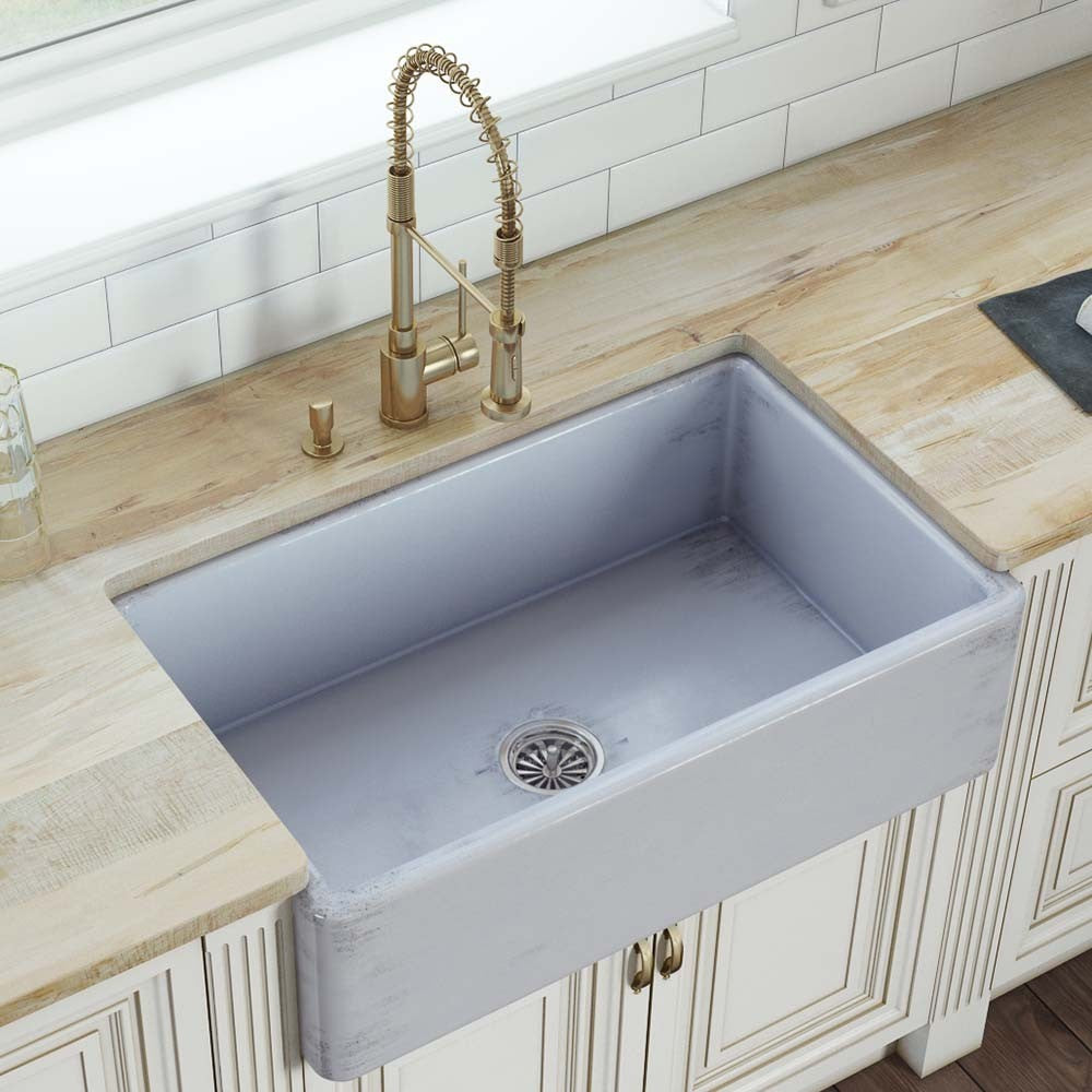 Ruvati Fiamma 33 x 20 inch Farmhouse Fireclay Kitchen Sink - Blue