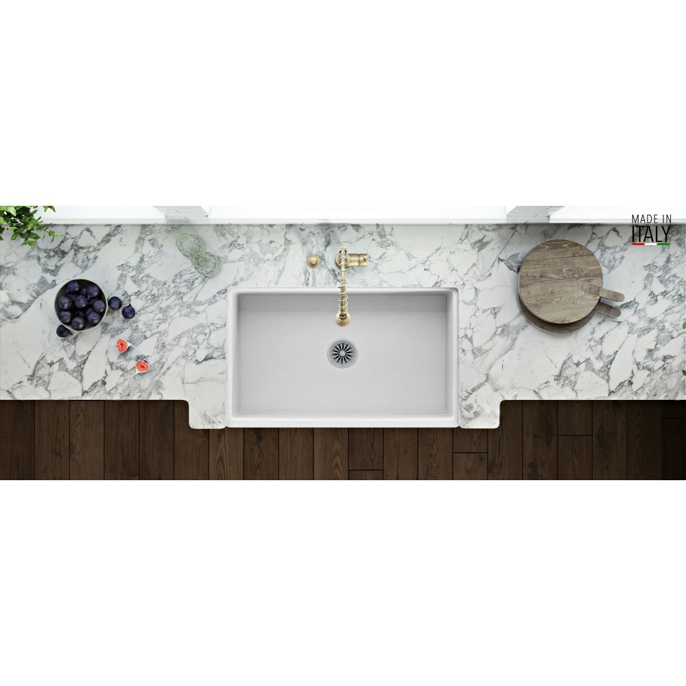 Ruvati Fiamma 33 x 20 inch Farmhouse Fireclay Kitchen Sink - White