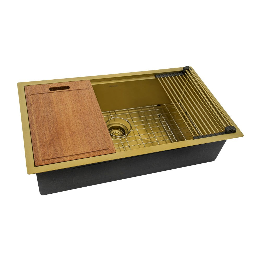 Ruvati Giana 27 x 19 inch Undermount Kitchen Sink - Matte Gold Brass Tone