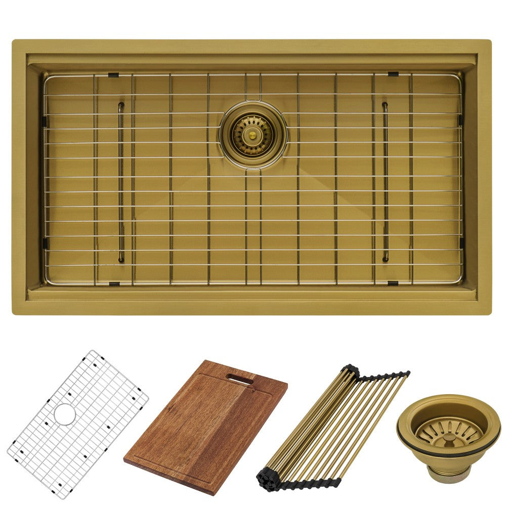 Ruvati Giana 27 x 19 inch Undermount Kitchen Sink - Matte Gold Brass Tone