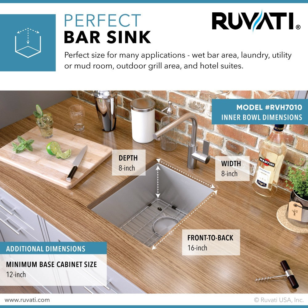 Ruvati Gravena 10 x 18 inch Undermount Bar Sink