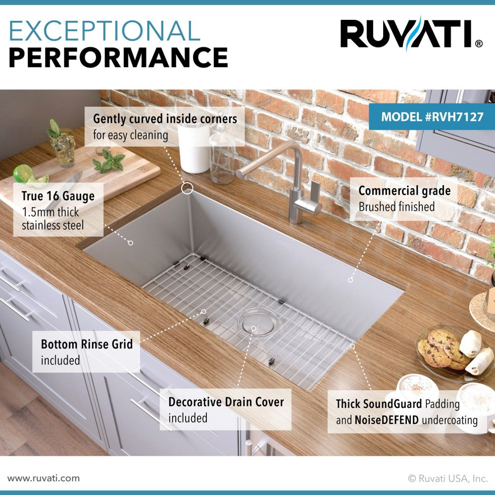 Ruvati Gravena 27 x 18 inch Kitchen Sink - Stainless Steel