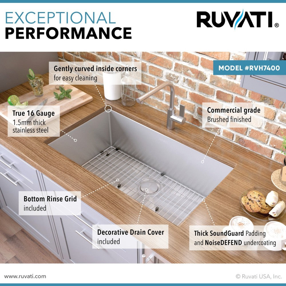 Ruvati Gravena 32 x 19 inch Undermount Stainless Steel Kitchen Sink